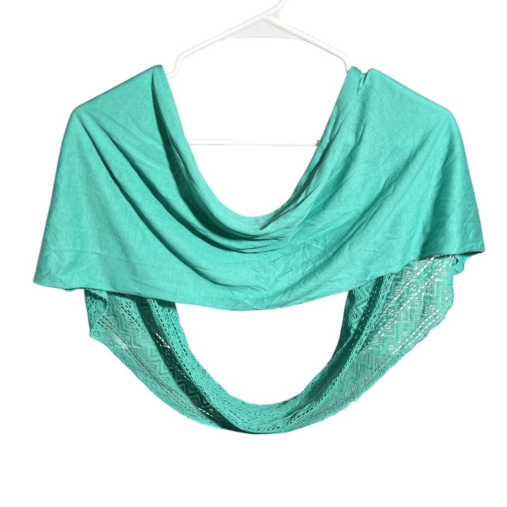 Plus Size 3X Teal Crochet Lace Shrug Bolero Short Sleeve Open Front Top‎